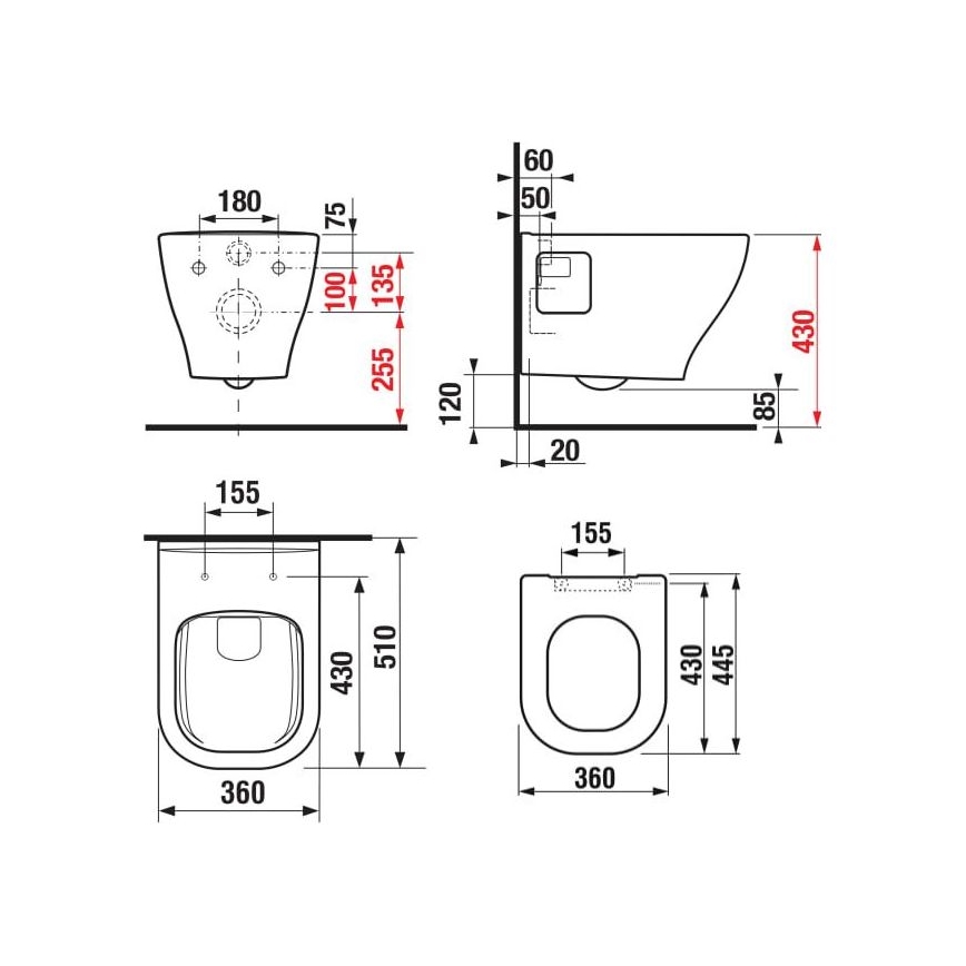 JIKA H8666160000001 - Závěsné WC DEEP keramika/bílá + záchodové prkénko SoftClose DEEP duroplast/bílá