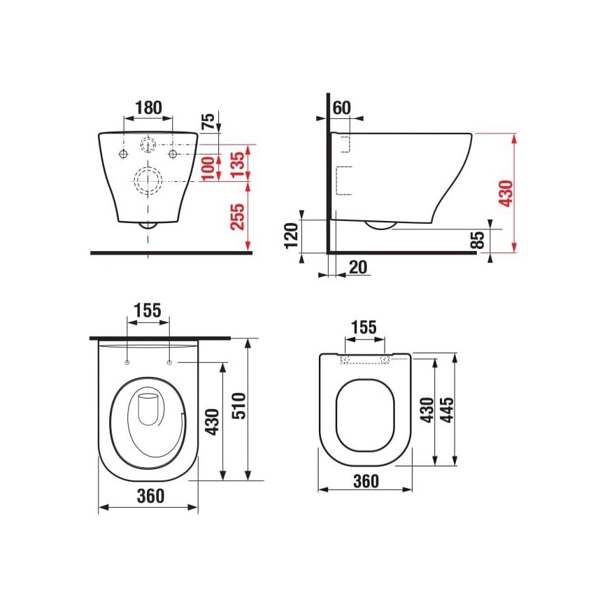 JIKA H8666180000001 - Závěsné WC DEEP keramika/bílá + záchodové prkénko SoftClose DEEP duroplast/bílá