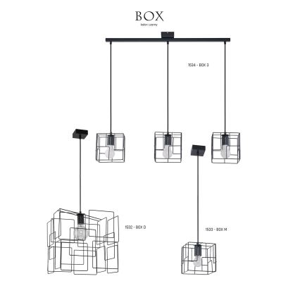 Jupiter 1533 - BOX M - Závěsné svítidlo BOX E27/60W