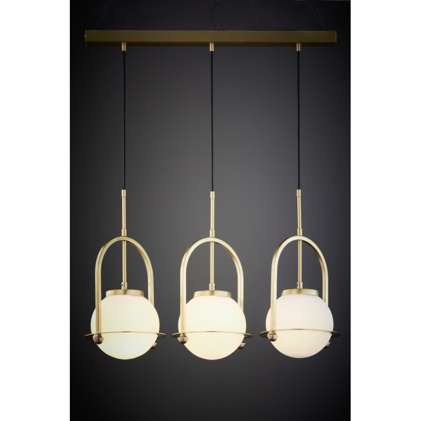 Jupiter 1917 - Lustr na lanku ROSSO 3xE27/15W/230V zlatá