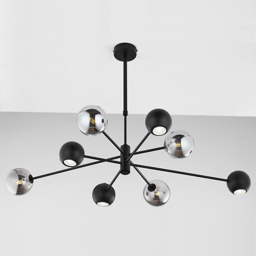 Jupiter 1975 - Lustr na tyči MOKA 4xGU10/10W/230V + 4xG9/10W/230V černá/lesklý chrom