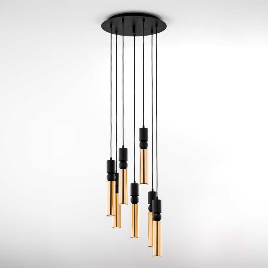 Jupiter 2018 - Lustr na lanku ALAS 7xGU10/10W/230V zlatá/černá