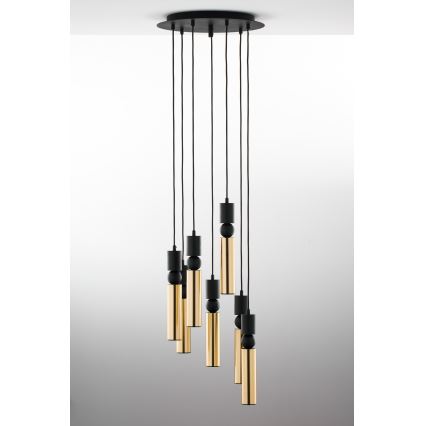 Jupiter 2018 - Lustr na lanku ALAS 7xGU10/10W/230V zlatá/černá
