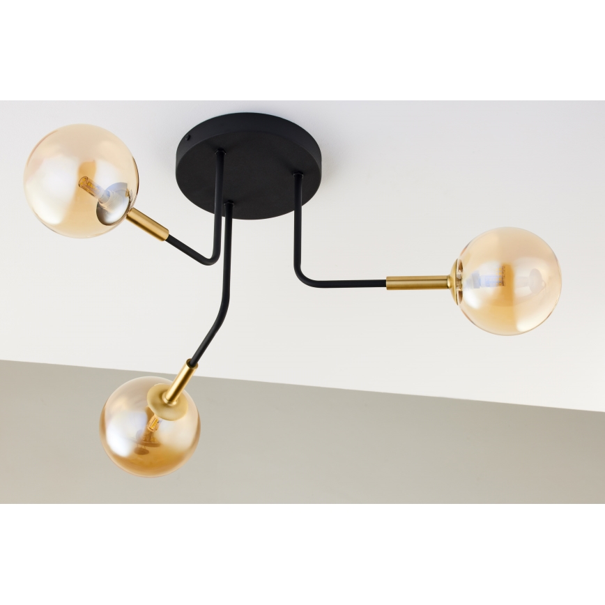 Jupiter 2037 - Lustr na tyči BURANO 3xG9/10W/230V černá/zlatá/béžová