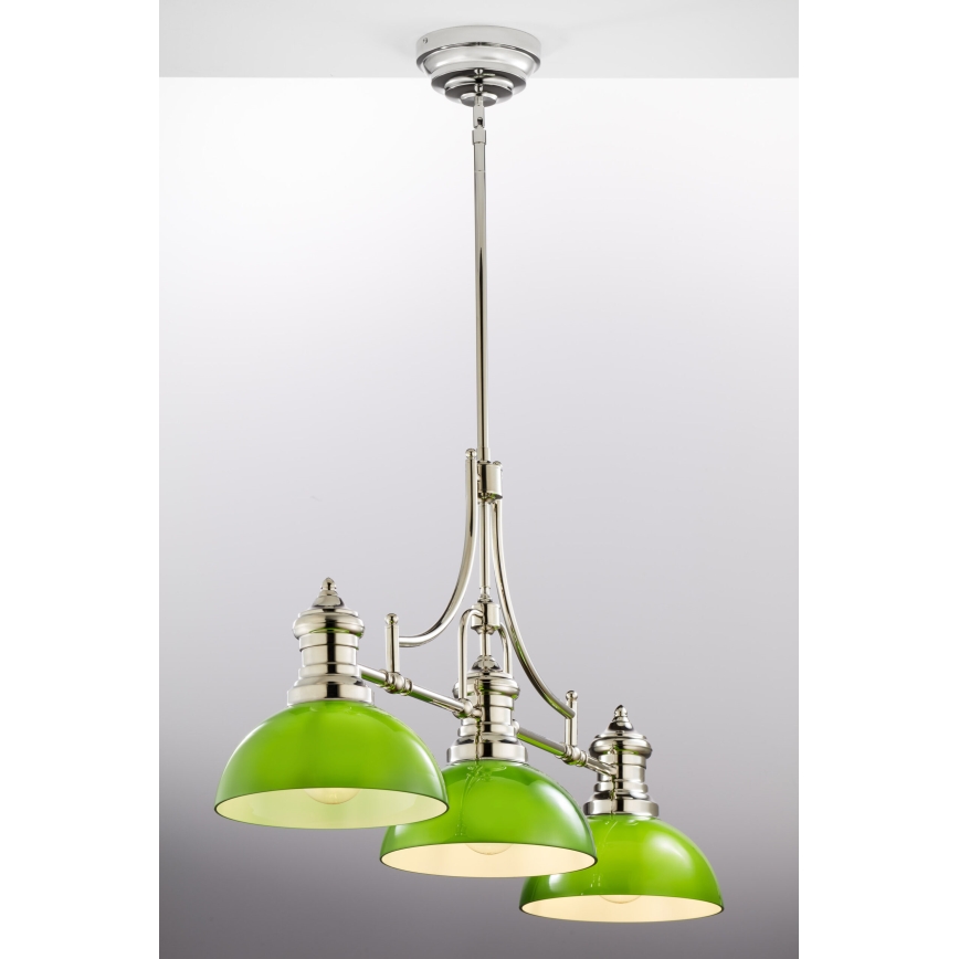 Jupiter 2072 - Lustr na tyči PLATINO 3xE27/15W/230V zelená/lesklý chrom