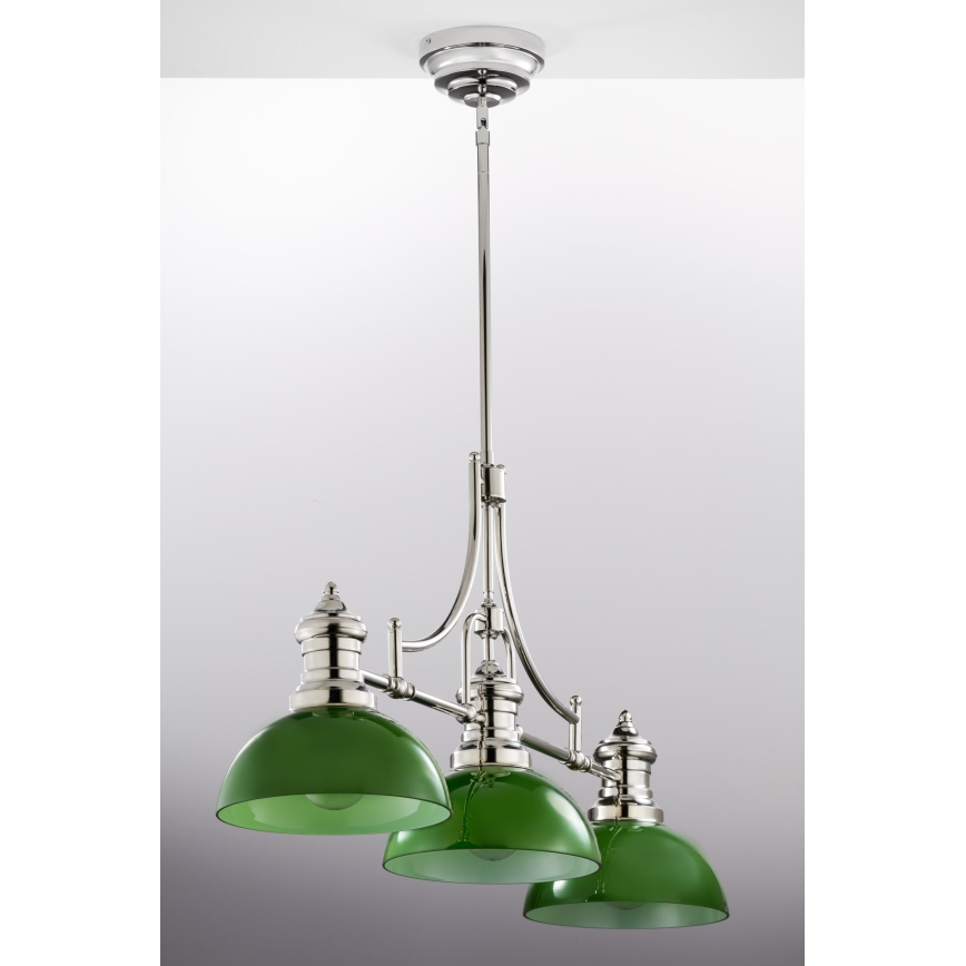 Jupiter 2072 - Lustr na tyči PLATINO 3xE27/15W/230V zelená/lesklý chrom