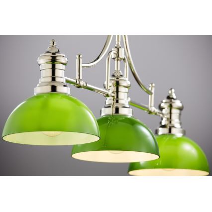 Jupiter 2072 - Lustr na tyči PLATINO 3xE27/15W/230V zelená/lesklý chrom