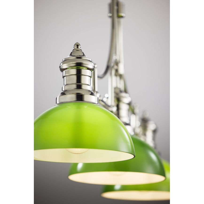 Jupiter 2072 - Lustr na tyči PLATINO 3xE27/15W/230V zelená/lesklý chrom