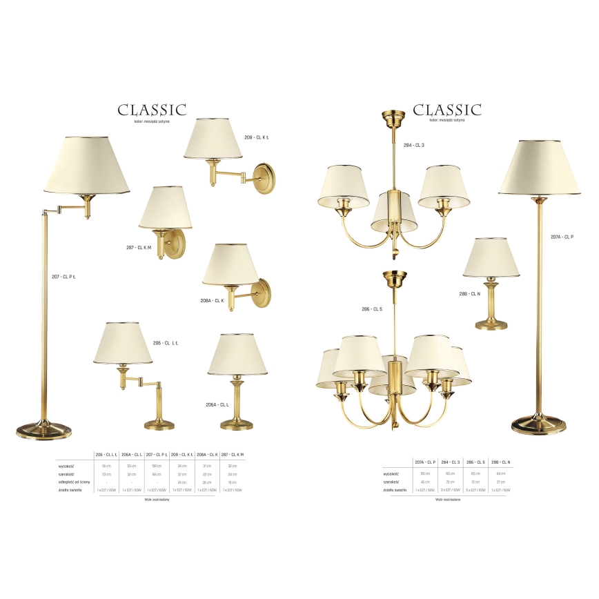 Jupiter 207A - CL P - Stojací lampa CLASSIC 1xE27/60W/230V