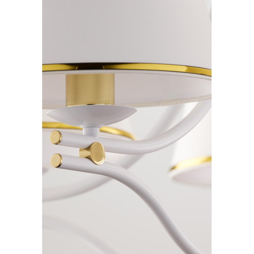 Jupiter 2084 - Lustr na řetězu SAMBA 5xE27/15W/230V bílá/zlatá