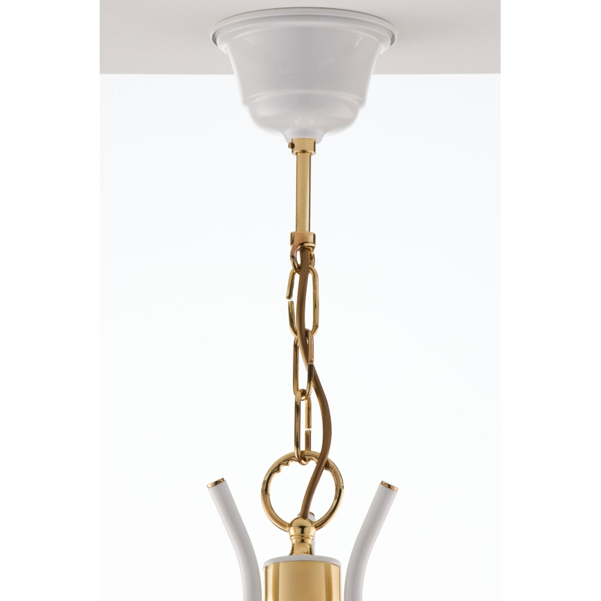 Jupiter 2085 - Lustr na řetězu SAMBA 3xE27/15W/230V bílá/zlatá