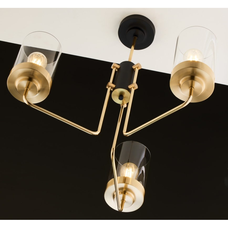 Jupiter 2087 - Lustr na tyči RAMIREZ 3xE27/15W/230V zlatá/černá
