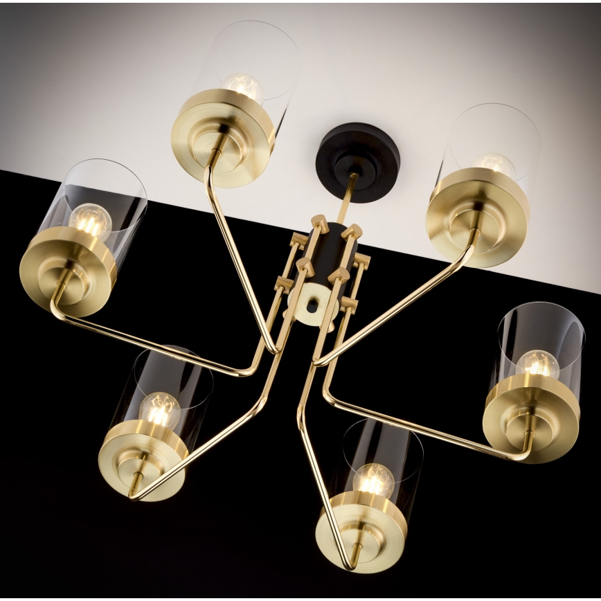 Jupiter 2089 - Lustr na tyči RAMIREZ 6xE27/15W/230V zlatá/černá