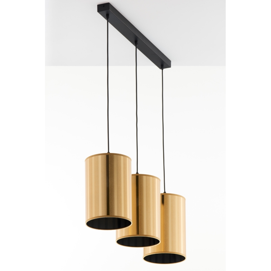 Jupiter 2092 - Lustr na lanku CORTINA 3xE27/15W/230V zlatá/černá
