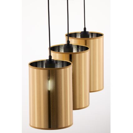 Jupiter 2092 - Lustr na lanku CORTINA 3xE27/15W/230V zlatá/černá