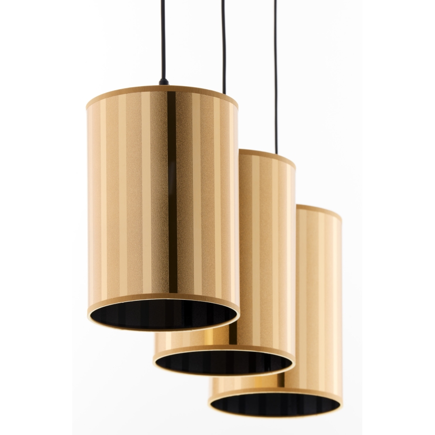 Jupiter 2092 - Lustr na lanku CORTINA 3xE27/15W/230V zlatá/černá