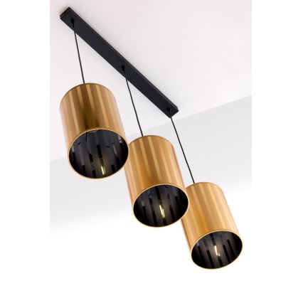 Jupiter 2092 - Lustr na lanku CORTINA 3xE27/15W/230V zlatá/černá