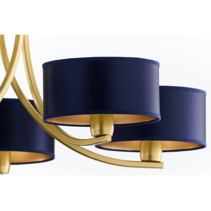 Jupiter 2094 - Lustr na řetězu ARTHUR 5xE27/15W/230V modrá/zlatá