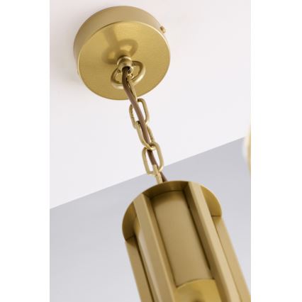 Jupiter 2095 - Lustr na řetězu ARTHUR 6xE27/15W/230V modrá/zlatá