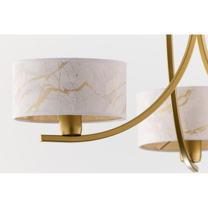 Jupiter 2096 - Lustr na řetězu ARTHUR 3xE27/15W/230V bílá/zlatá/dekor mramoru