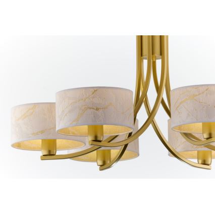 Jupiter 2098 - Lustr na řetězu ARTHUR 6xE27/15W/230V bílá/zlatá/dekor mramoru