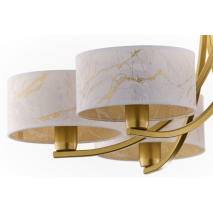 Jupiter 2098 - Lustr na řetězu ARTHUR 6xE27/15W/230V bílá/zlatá/dekor mramoru