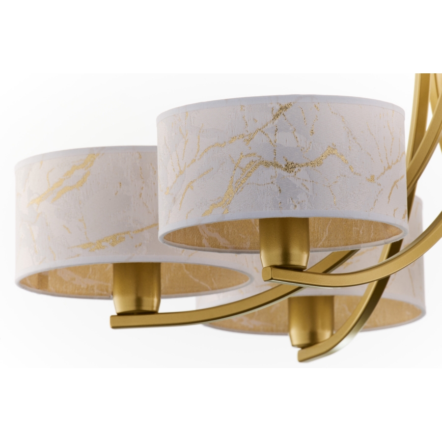 Jupiter 2098 - Lustr na řetězu ARTHUR 6xE27/15W/230V bílá/zlatá/dekor mramoru