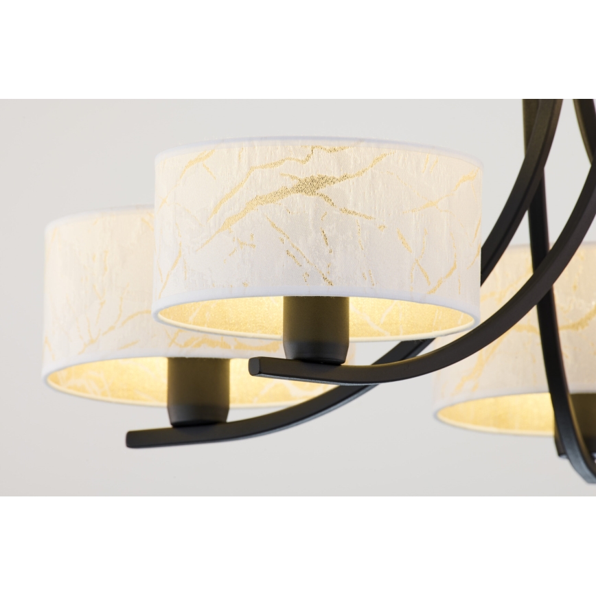 Jupiter 2104 - Lustr na řetězu ARTHUR 5xE27/15W/230V bílá/černá/dekor mramoru