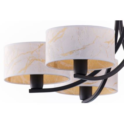 Jupiter 2105 - Lustr na řetězu ARTHUR 6xE27/15W/230V bílá/černá/dekor mramoru