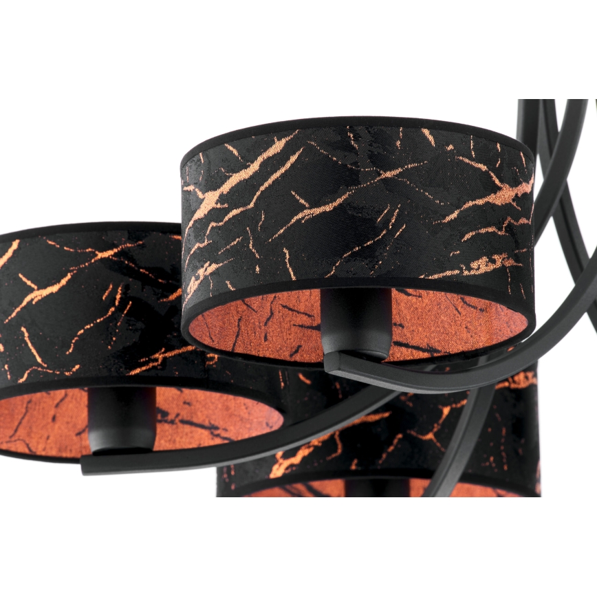 Jupiter 2108 - Lustr na řetězu ARTHUR 6xE27/15W/230V černá/oranžová/dekor mramoru