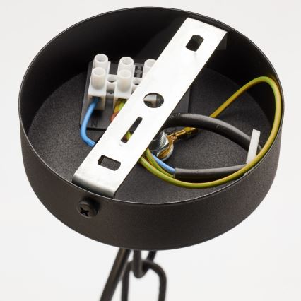 Jupiter 2108 - Lustr na řetězu ARTHUR 6xE27/15W/230V černá/oranžová/dekor mramoru