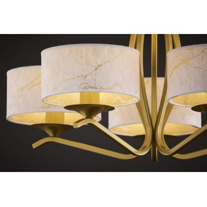 Jupiter 2110 - Lustr na tyči KASZMIR 5xE27/15W/230V bílá/zlatá/dekor mramoru