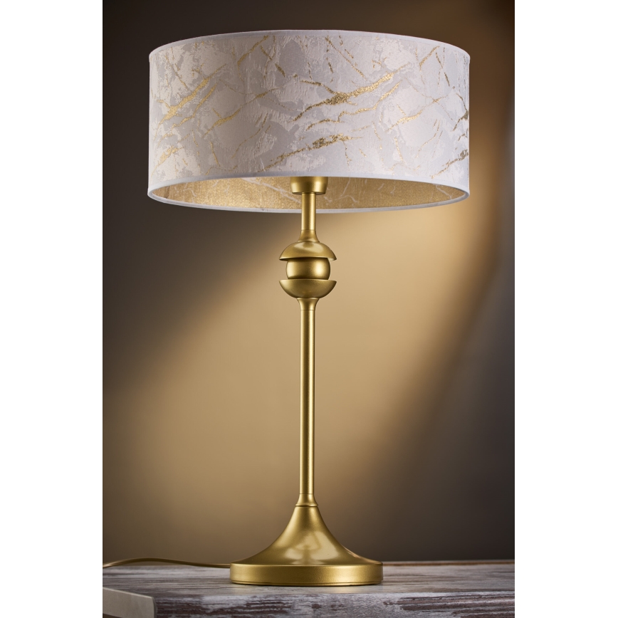 Jupiter 2112 - Stolní lampa KASZMIR 1xE27/15W/230V bílá/zlatá/dekor mramoru