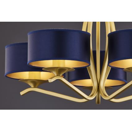 Jupiter 2114 - Lustr na tyči KASZMIR 5xE27/15W/230V modrá/zlatá