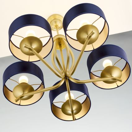 Jupiter 2114 - Lustr na tyči KASZMIR 5xE27/15W/230V modrá/zlatá