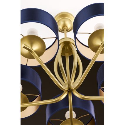 Jupiter 2114 - Lustr na tyči KASZMIR 5xE27/15W/230V modrá/zlatá