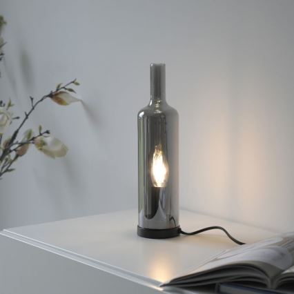 JUST LIGHT. 14006-25 - Stolní lampa BOTTLE 1xE14/25W/230V černá/kouřová