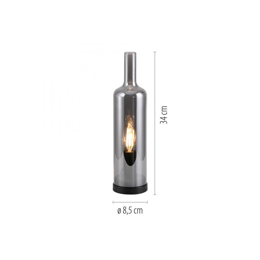 JUST LIGHT. 14006-25 - Stolní lampa BOTTLE 1xE14/25W/230V černá/kouřová