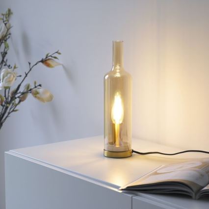 JUST LIGHT. 14006-27 - Stolní lampa BOTTLE 1xE14/25W/230V béžová/kouřová