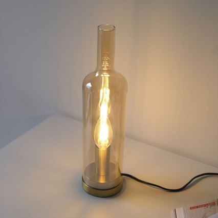 JUST LIGHT. 14006-27 - Stolní lampa BOTTLE 1xE14/25W/230V béžová/kouřová