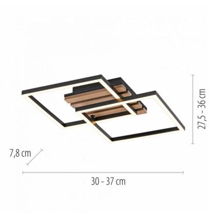 JUST LIGHT. 14053-79 - LED Stropní svítidlo AKUSTIKA LED/15W/230V dub/černá