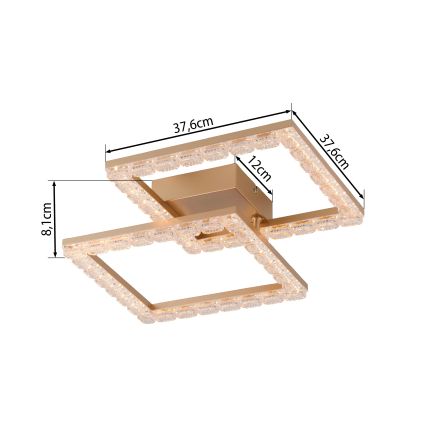 JUST LIGHT. 14732-60 - LED Stropní svítidlo GLITRA LED/17,5W/230V 37,6x37,6 cm zlatá