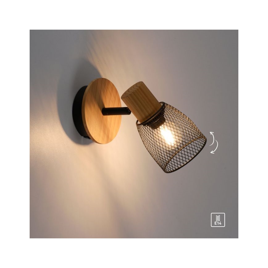 JUST LIGHT. 15191-79 - Nástěnné bodové svítidlo TAMIS 1xE14/10W/230V borovice