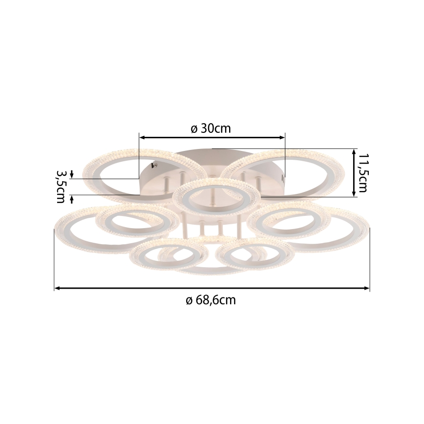 JUST LIGHT. 15268-16 - LED Stropní svítidlo CRYSTALLO LED/48,5W/230V pr. 68,6 cm bílá