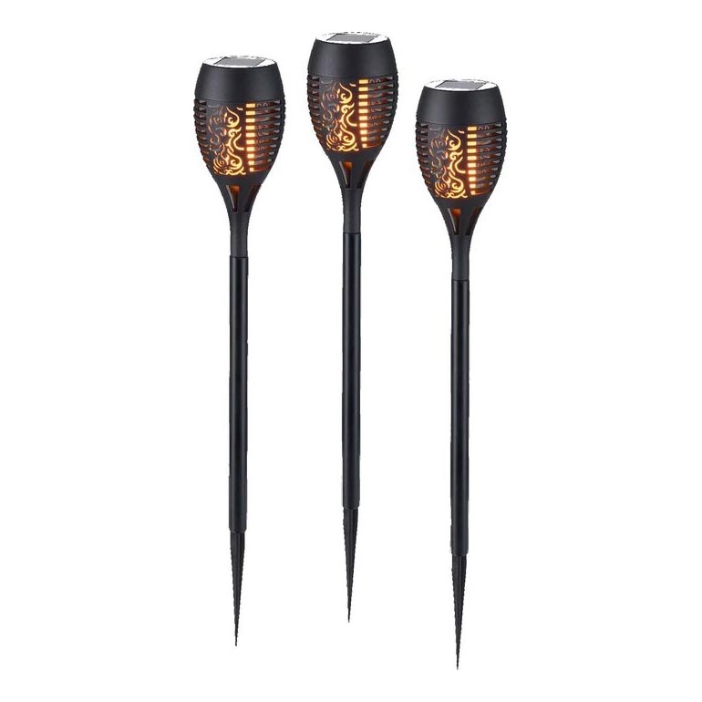 JUST LIGHT. 19106-18-3 - SADA 3x LED Solární svítidlo FACKEL LED/0,24W/1,2V 200 mAh IP44 černá