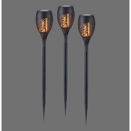 JUST LIGHT. 19106-18-3 - SADA 3x LED Solární svítidlo FACKEL LED/0,24W/1,2V 200 mAh IP44 černá