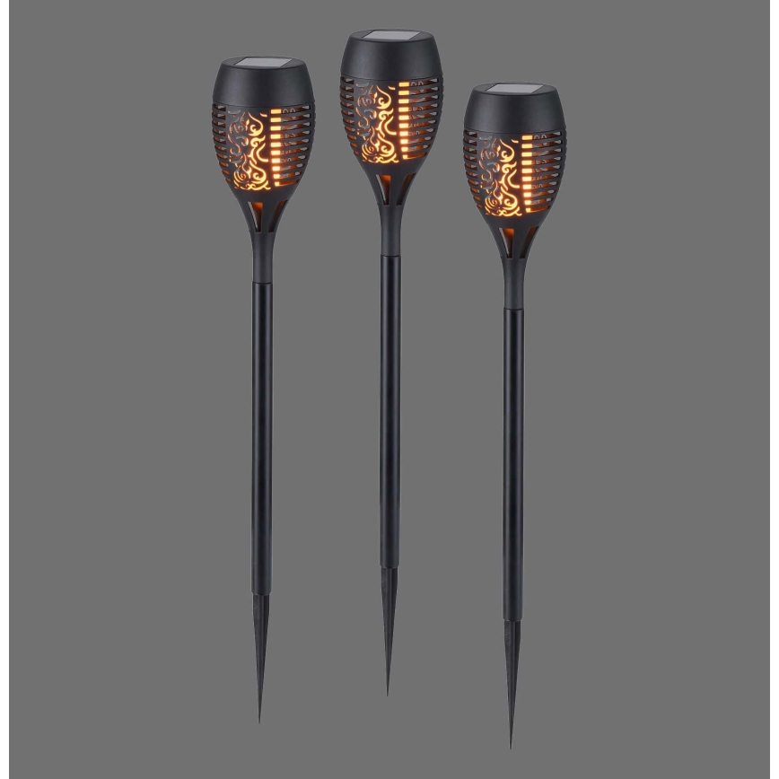 JUST LIGHT. 19106-18-3 - SADA 3x LED Solární svítidlo FACKEL LED/0,24W/1,2V 200 mAh IP44 černá