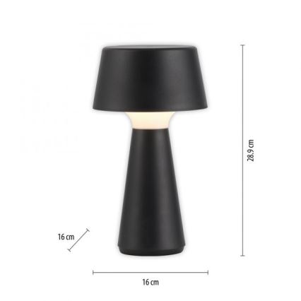 JUST LIGHT. 19260-18 - LED Stmívatelná dotyková venkovní lampa ABERA LED/3W/3,7V 2000 mAh USB IP54 černá