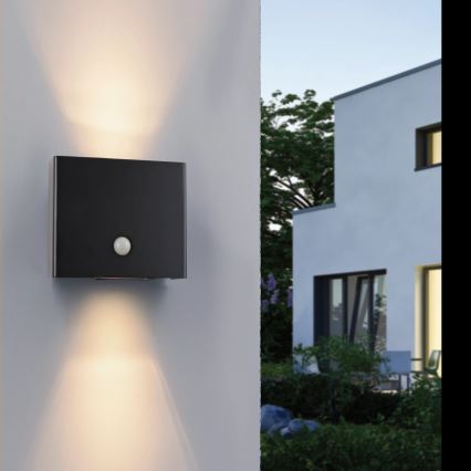 JUST LIGHT. 19471-18 - LED Venkovní nástěnné svítidlo se senzorem AMIN 2xLED/1,25W/3,7V 4400mAh IP44 černá