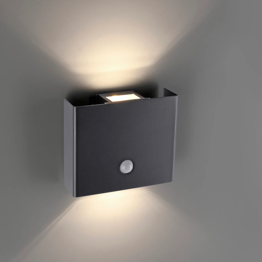 JUST LIGHT. 19471-18 - LED Venkovní nástěnné svítidlo se senzorem AMIN 2xLED/1,25W/3,7V 4400mAh IP44 černá